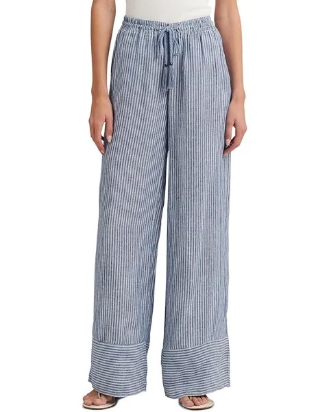 Джинсы LAUREN Ralph Lauren Pinstripe Linen Wide-Leg Pants, цвет Blue/White