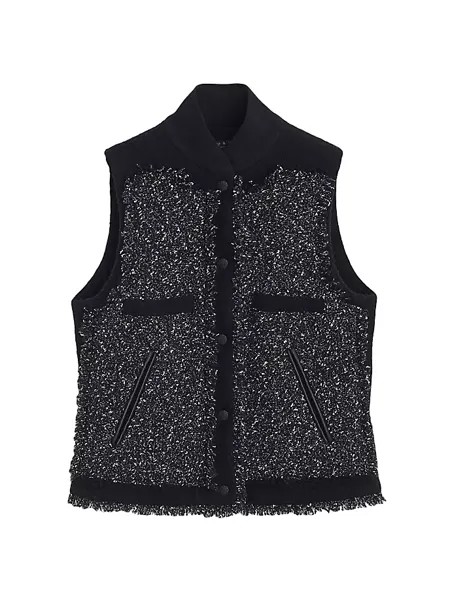 Жилет из смесовой шерсти с эффектом металлик Rag & Bone, черный