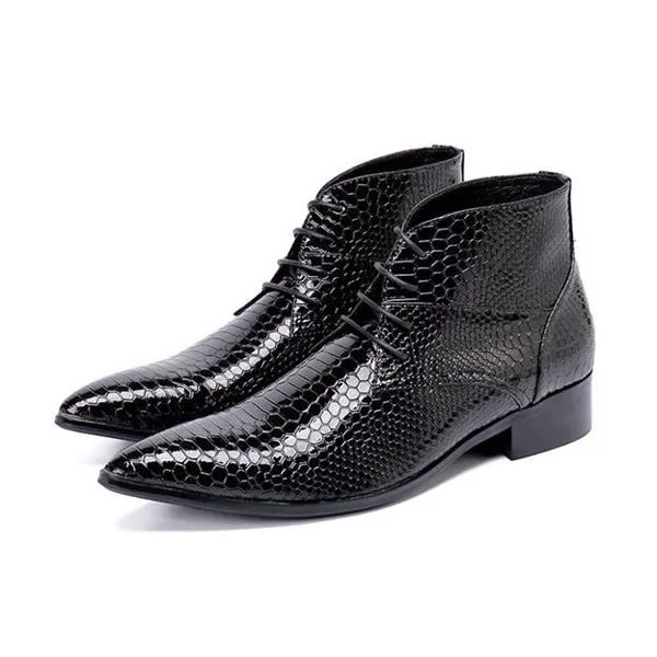 Мужские ботильоны из натуральной кожи размера плюс 47, мужские ковбойские ботинки на высоком каблуке, ботинки в стиле панк из кожи питона на ...