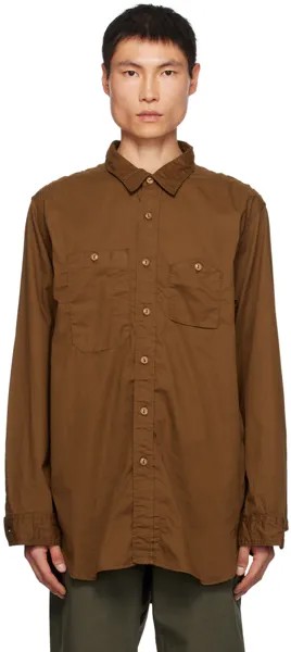 Коричневая рубашка с нашивкой на локте Engineered Garments