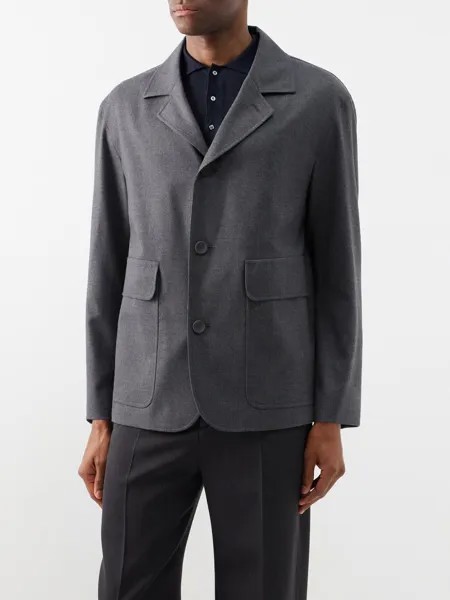 Однобортный пиджак из смесовой шерсти Lardini, серый