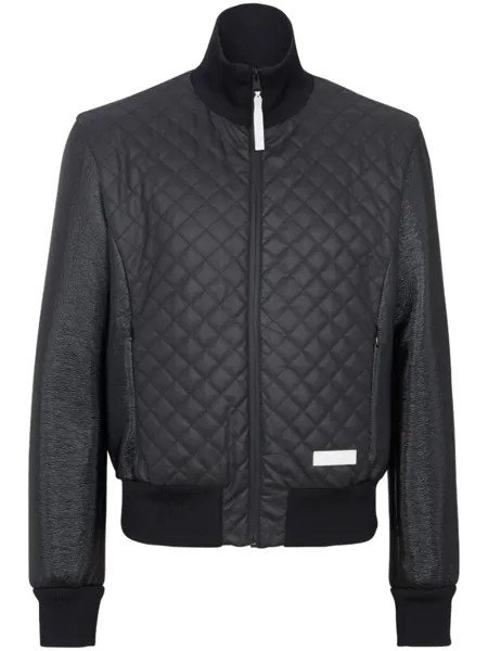 Balmain стеганый бомбер с нашивкой-логотипом, черный