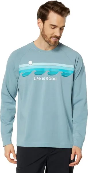 Пуловер Life is Good Retro Wave Stripe Crusher-FlexCrew, цвет Smoky Blue