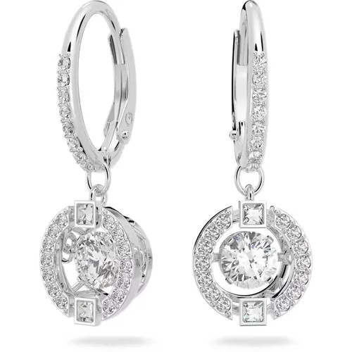 Серьги с подвесками SWAROVSKI, кристаллы Swarovski, размер 25 мм, серебряный
