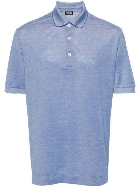 Zegna меланжевая рубашка поло, синий