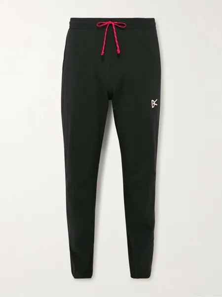 Зауженные книзу спортивные брюки Zanzie Slim-Fit с принтом логотипа и эластичной оболочкой DISTRICT VISION, черный