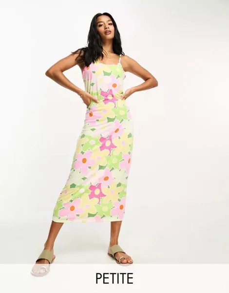 Платье макси с цветочным принтом в стиле ретро Vila Petite