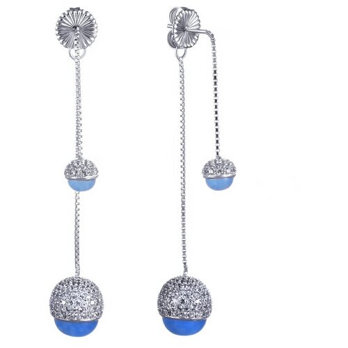 Серьги ELEMENT47, серебро, 925 проба, фианит, халцедон