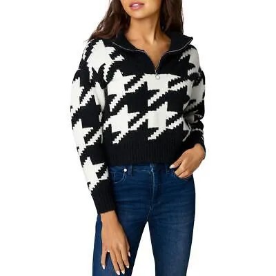 [BLANKNYC] Женский укороченный свитер на молнии 1/4 с узором «гусиные лапки» BHFO 7269