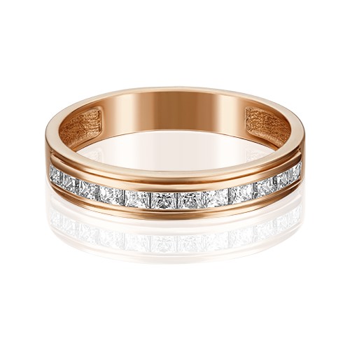 PLATINA jewelry Золотое кольцо с вставками Swarovski 01-3659-00-501-1110-38, размер 18
