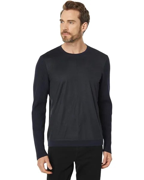Свитер John Varvatos Regular Fit Long Sleeve Crew with Trim K3650Y3, цвет Midnight