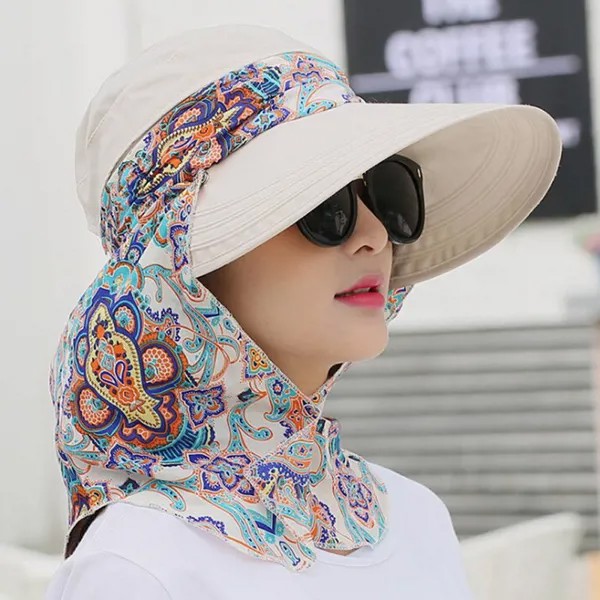 Женская шляпа для защиты лица Практичная летняя складная шляпа Uv Sun Hat Широкие поля