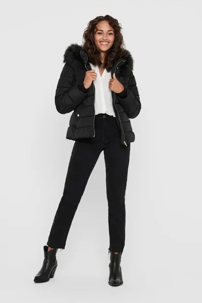Зимняя стеганая куртка Camilla с капюшоном Only, черный
