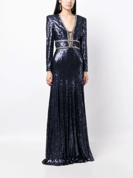 Вечернее платье Celestia с кристаллами и пайетками Jenny Packham, синий