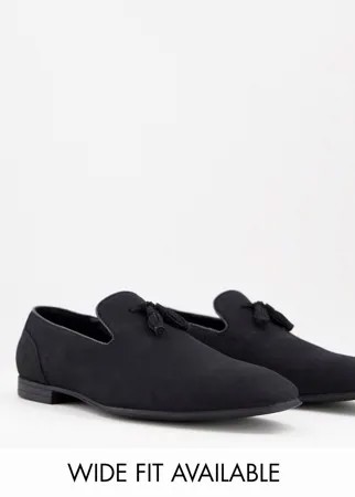 Черные лоферы из искусственной замши с кисточками ASOS DESIGN-Черный цвет