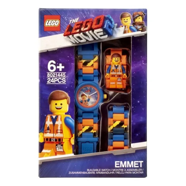 Часы Lego наручные аналоговые Movie 2 с минифигурой Emmet на ремешке