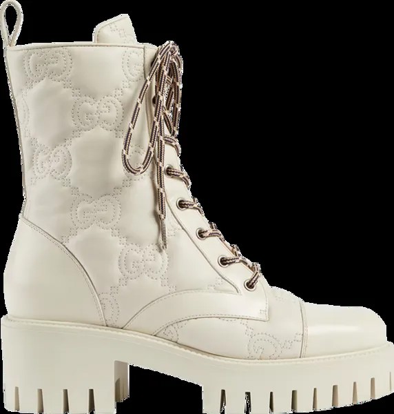 Ботинки Gucci Wmns GG Matelassé Lace Up Boot Off White, белый