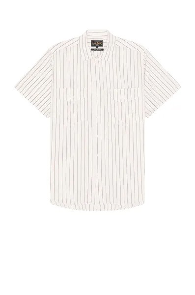 Рубашка Beams Plus Work Short Sleeve Stripe, белый