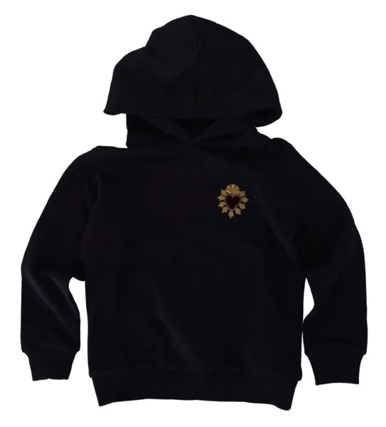 DOLCE - GABBANA Детский свитшот с капюшоном, черный с нашивкой Sacred Heart s.4years 350 долларов США
