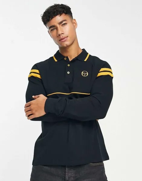 Черная футболка-поло с логотипом Sergio Tacchini