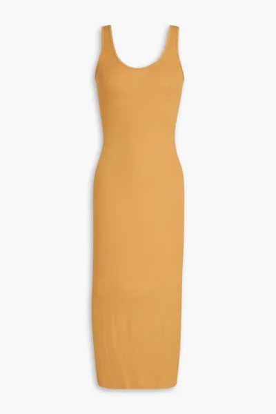 Платье миди из джерси в рубчик Enza Costa, горчица