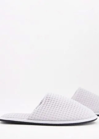 Домашние серые слиперы из вафельного материала ASOS DESIGN-Серый