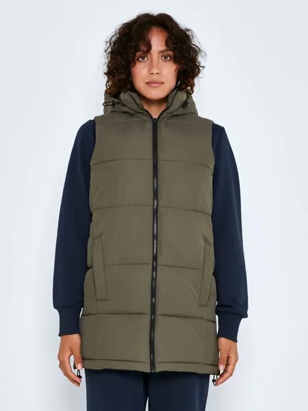 Утепленный жилет Noisy may Lange Wattierte Puffer Übergangsjacke NMAURORA, оливковый