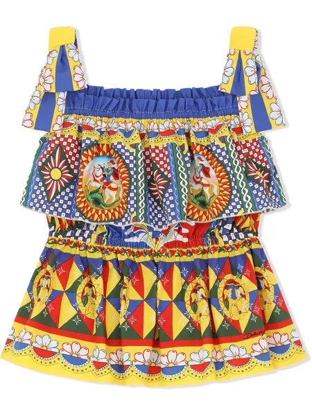Dolce & Gabbana Kids топ с принтом и квадратным вырезом