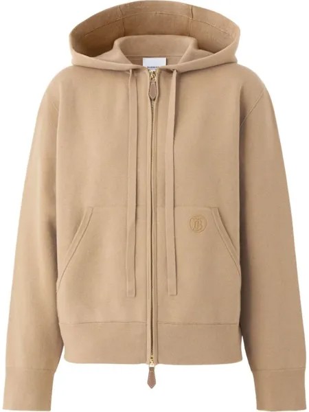 Burberry худи с вышитой монограммой, нейтральный цвет