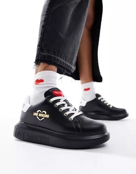 Черные кроссовки с логотипом Love Moschino