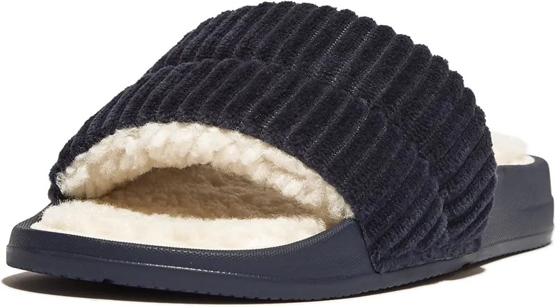 Сандалии на плоской подошве iQushion Fleece-Lined Corduroy Slides FitFlop, цвет Midnight Navy