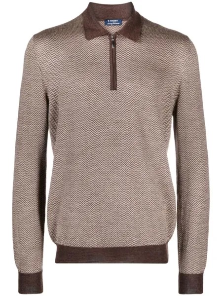 Barba chevron-knit polo shirt, нейтральный цвет