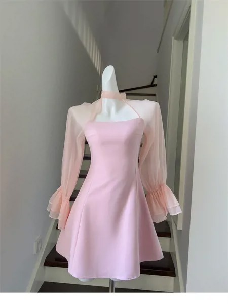 Женское облегающее мини-платье, элегантное вечернее коктейльное платье черного, розового или белого цвета с круглым вырезом, лето 2023