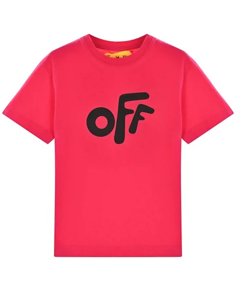Футболка цвета фуксии с черным логотипом Off-White детская