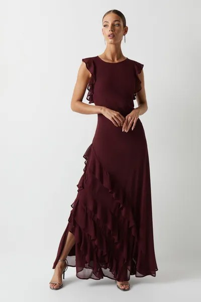 Платье макси для подружек невесты с мега-рюшами Georgette Coast, красный