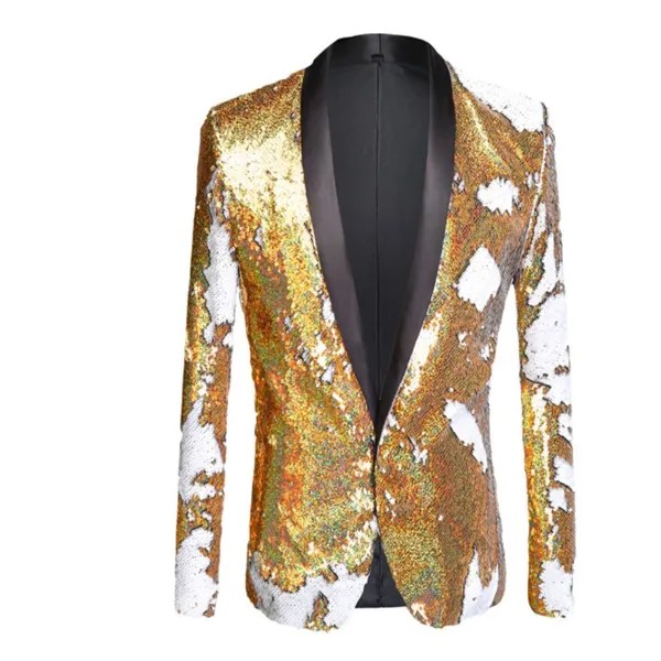 Мужские золотые костюм с пайетками пиджак европейский chaquetas americanas модные певица для ночного клуба обувь Блейзер femenino одежда; Куртки и пальто