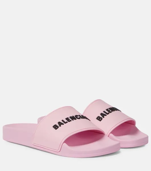 Резиновые шлепанцы с логотипом Balenciaga, розовый