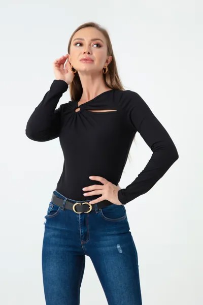 Женская черная трикотажная блузка Lafaba, черный