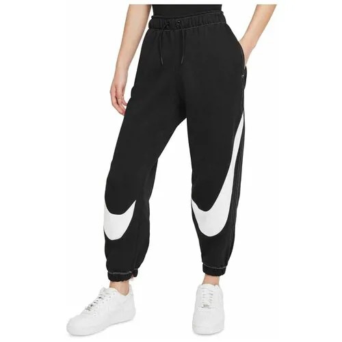 Джоггеры Nike M черные с белыми вставками на штанинах Sportswear Swoosh Women's Easy Fleece Jogger Black/White
