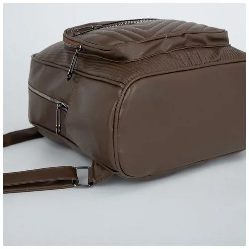 Рюкзак КНР отдел на молнии, наружный карман, коричневый