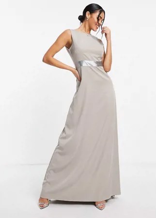 Серое платье макси с бантом на спине Missguided bridesmaid-Серый