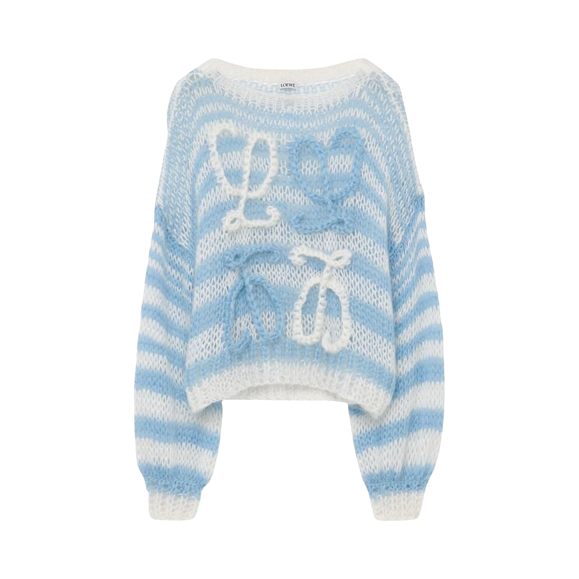 Полосатый свитер Loewe Anagram, цвет: белый/синий