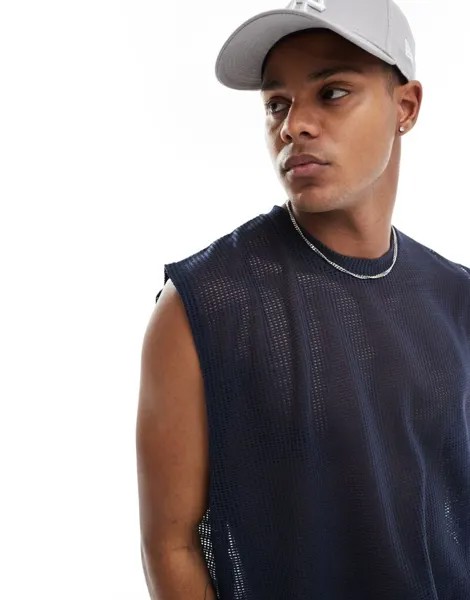 Темно-синяя открытая майка ASOS DESIGN