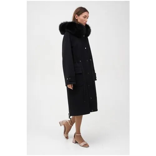 Пальто  EKATERINA ZHDANOVA, демисезон/зима, шерсть, силуэт прямой, средней длины, размер 42/44/164-172, черный