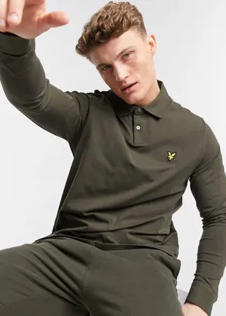 Зеленый лонгслив с воротником поло Lyle & Scott-Зеленый цвет
