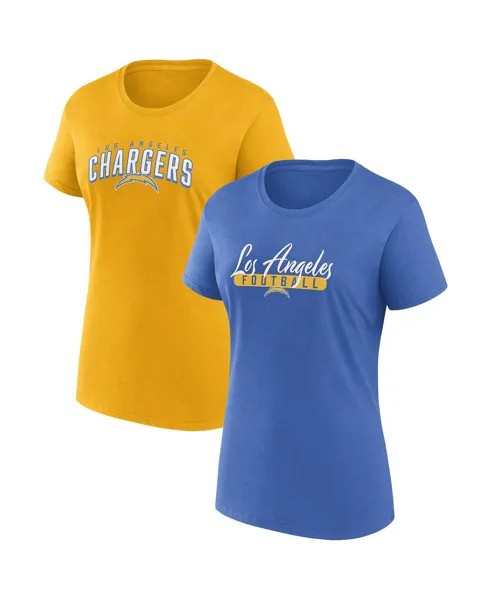 Женский фирменный комплект футболок для болельщиков Los Angeles Chargers синего и золотого цвета Fanatics