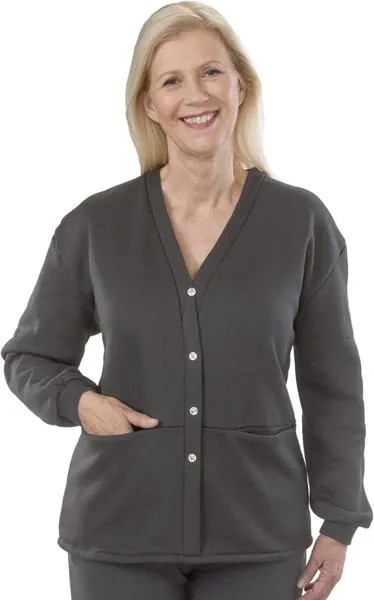 Свитер Silverts Plus Size Fleece Cardigan Open Back, серый