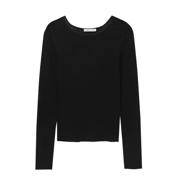 Джемпер Pull&Bear Wide Neck Mesh Fabric, черный