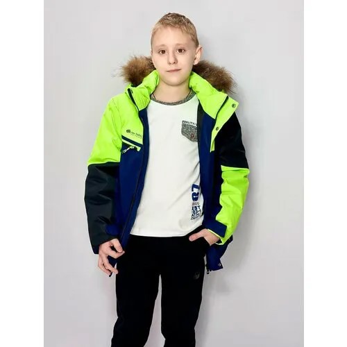 Парка LCAYHD FASHION Зимняя куртка для мальчика 23-21(1/25), размер 128, синий, зеленый