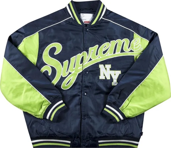 Куртка Supreme Contrast Script Varsity Jacket 'Navy', синий